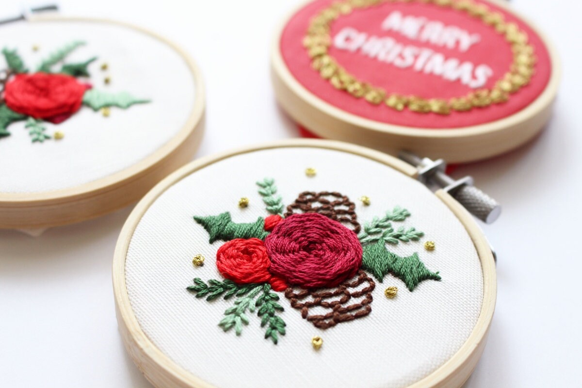 Christmas Embroidery Kit For Beginner Modern Embroidery Kit Etsy