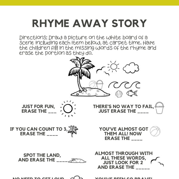 Rhyme Away Stories--Beach for Preschool/Prek/Kinder