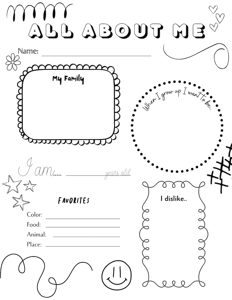 All About Me Printable Poster Preschool, Prek, Kinder Etsy