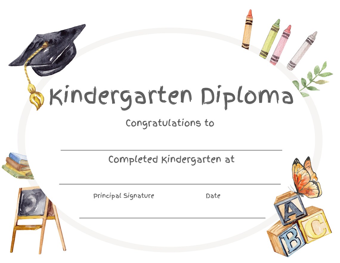 Kindergarten Diploma Printable - Etsy