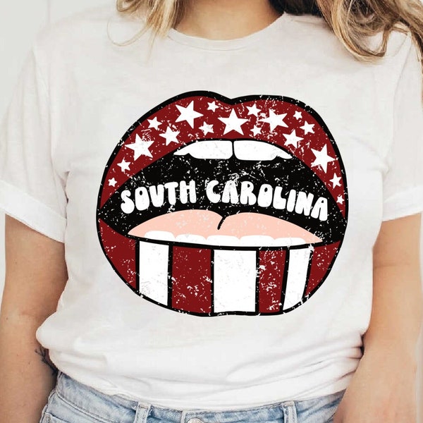 South Carolina Lips Distressed & Solid SVG + PNG Files- Football, Saturday Morning, Retro, Football Season, Touchdown, Sublimation, Cricut