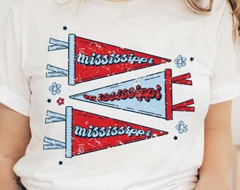 Mississippi Pennant Distressed & Solid SVG + PNG Files- Football, Saturday Morning, Fall, Retro, Football Season, Touchdown, Sublimation