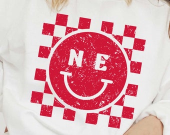Nebraska Checkered Smile Distressed & Solid SVG + PNG Files - Football, Game Day, Football Season, Touchdown, Sublimation, Cricut