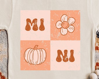 Mini Fall Checkerboard Distressed & Solid SVG + PNG Files- Halloween, Spooky Vibes, Fall, Spooky Season, Ghouls Rule, Groovy, Boho, Retro