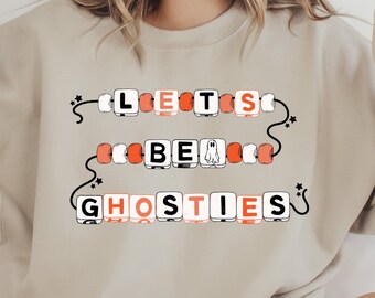 Lets Be Ghosties Distressed & Solid SVG + PNG Files - Halloween, Spooky Vibes, Fall, Besties PNG, Ghouls Rule, Scary Movies, T Shirt Design