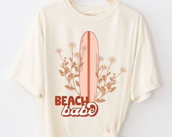 Beach Babe Distressed & Solid SVG + PNG - Retro, Sublimation, T-Shirt Design, Make Waves, Beach, Vacation, Groovy Sublimation, Summer