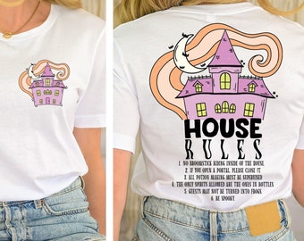 Haunted House Rules Distressed & Solid SVG + PNG Files - Halloween, Spooky Vibes, Fall, Spooky Season, Ghouls Rule, T Shirt Design