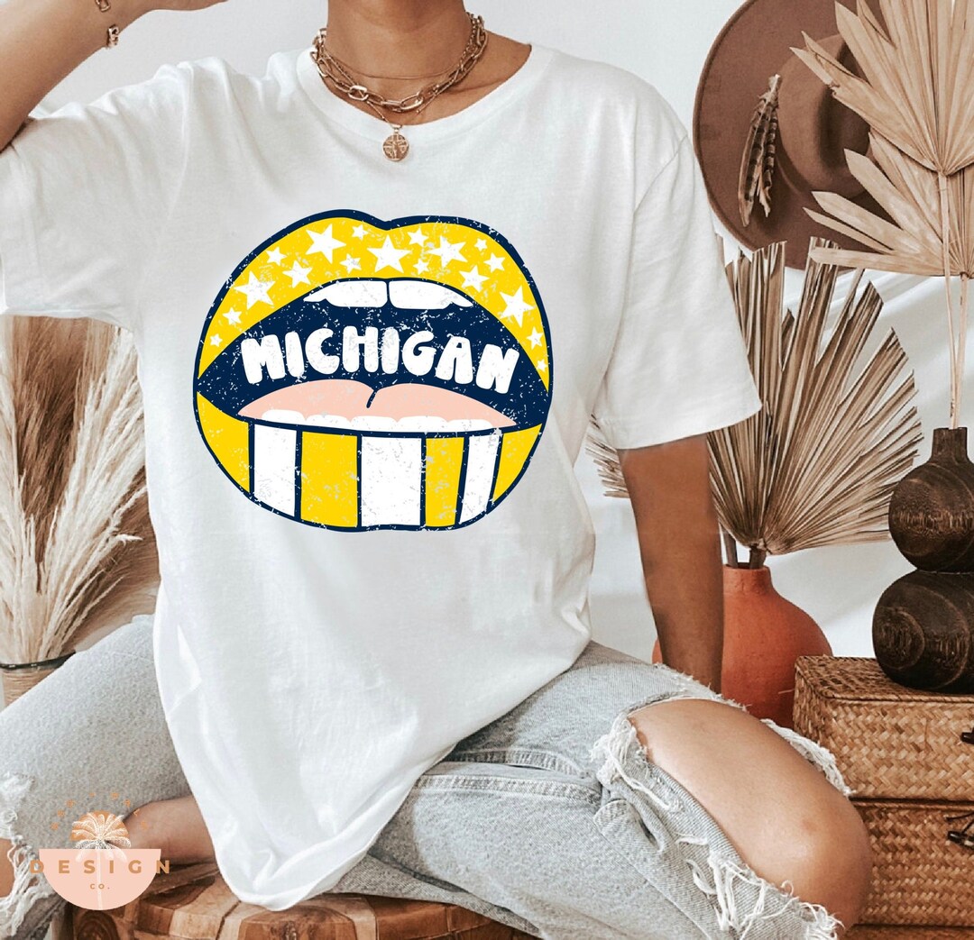 Michigan Lips Distressed & Solid SVG PNG Files Football Etsy