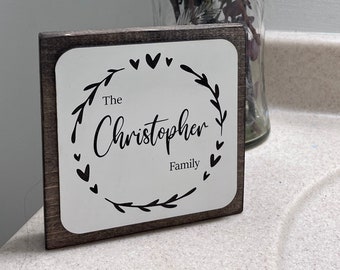 Custom Family Name Sign | Wooden Home Decor | Last Name Wooden Plaque Stand Up Sign