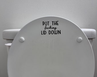 Funny 'Put The Lid Down' Toilet Sticker - Bathroom Decor (3x2 Inches)