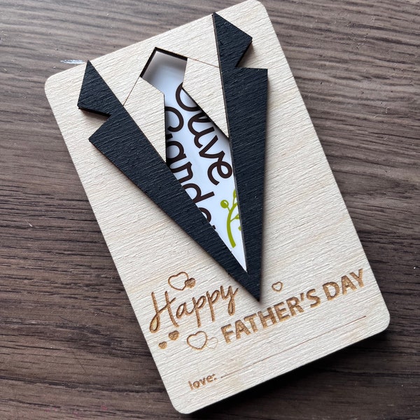 Father's Day Tux and Tie Gift Card Holder | Hero Dad Father's Day Gift | Personalized Wooden Gift For Dad