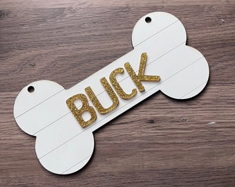 Custom Dog Name Crate Sign | Personalized Bone Pet Decor | Pet Name Kennel Sign With Acrylic Lettering