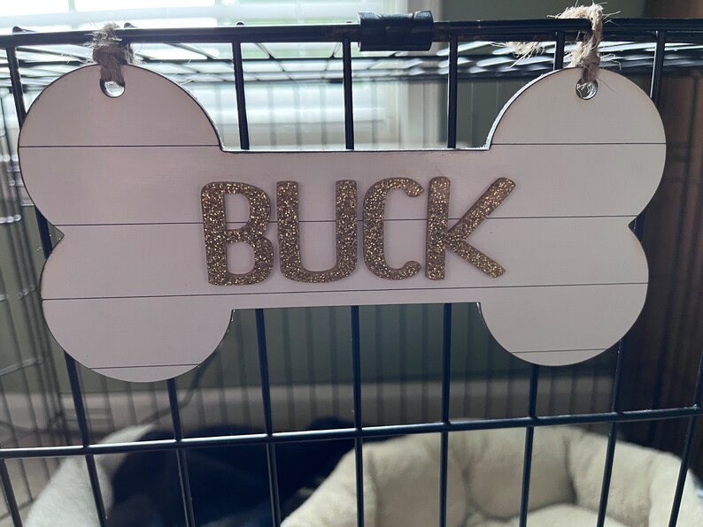 Picture of Custom Dog Name Crate Sign Personalized Bone Pet Decor Pet - Etsy