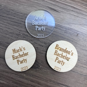 Golf Bachelor Party Favors | Golf Ball Marker Coin | Golf Wedding Party | Custom Engraved Wooden Acrylic Bachelor Party Gift Keepsake