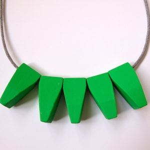 Handmade Green Wood/Wooden Bead/Beaded Pendants Necklace - Minimalist/Contrast/Metallic/Statement *5 Designs*