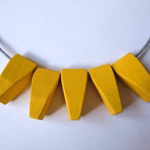 Handmade Mustard Yellow Wood/Wooden Bead/Beaded Pendants Necklace - Minimalist/Contrast/Metallic/Statement *6 Designs*