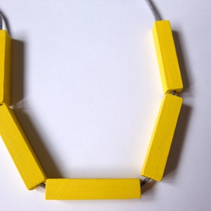 Handmade Yellow Wood/Wooden Bead/Beaded Bar Tube Necklace - Minimalist/Contrast/Metallic/Statement *5 Designs*