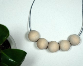 Handgemachte natürliche Runde Holz/Holz Perle/Perlen Halskette - minimalistische/Chunky/Statement