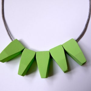 Handmade Light/Pastel Green Wood/Wooden Bead/Beaded Pendants Necklace - Minimalist/Contrast/Metallic/Statement *4 Designs*