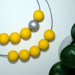 Handmade Mustard Yellow Round Wood/Wooden Bead/Beaded Necklace - Minimalist/Metallic/Geometric/Contrast/Chunky/Statement *15 Designs*