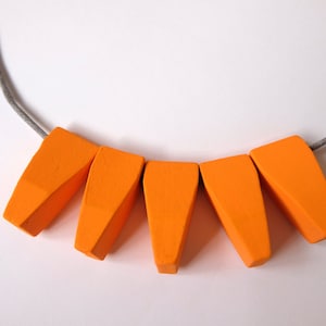 Handmade Bright Orange Wood/Wooden Bead/Beaded Pendants Necklace - Minimalist/Contrast/Metallic/Statement *5 Designs*