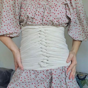 Lightweight Bengkung Belly Binding wrap made of 100% handspun organic cotton 17 Yards long, 8.5 inches wide