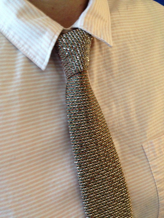 silver knit tie