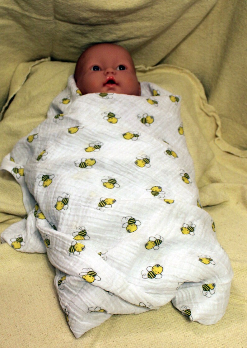 Extra Large Gauze Baby Blanket Bumble Bees
