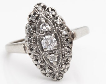 Circa 1950s 10k White Gold & Diamond Ring, VJ #833