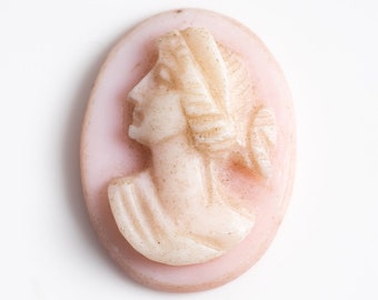 Circa 1920s Antique White & Pink Textured Seashell Relief Cameo, VJ#309