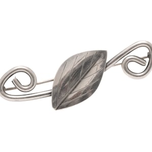 Circa 1940s Sterling Silver Handmade Leaf Brooch Pin, VJ#258B