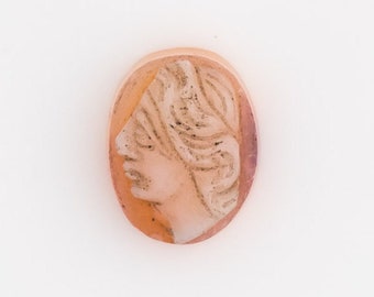 Circa 1920s Antique Orange & White Seashell Relief Cameo, VJ#313