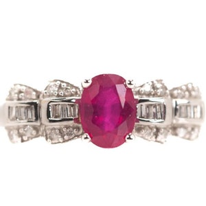 Circa 1980s 14K White Gold, Ruby & Diamond Ring, VJ#520