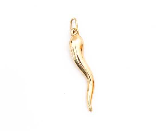 BRAND NEW 14k Yellow Gold Hollow Cornicello Italy Horn Good Luck Pendant Medium