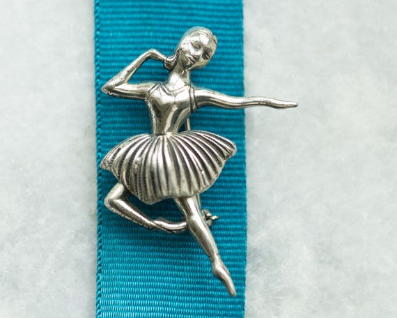 Circa 1947 Beau Sterling Silver Ballerina Brooch … - image 1