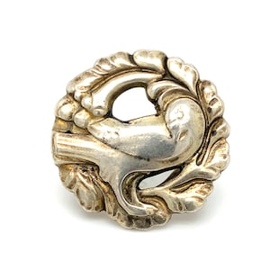 Circa 1960s Danish Bird Cocktail Ring in Sterling Silver