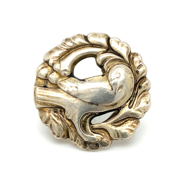 Circa 1960s Danish Bird Cocktail Ring in Sterling… - image 1