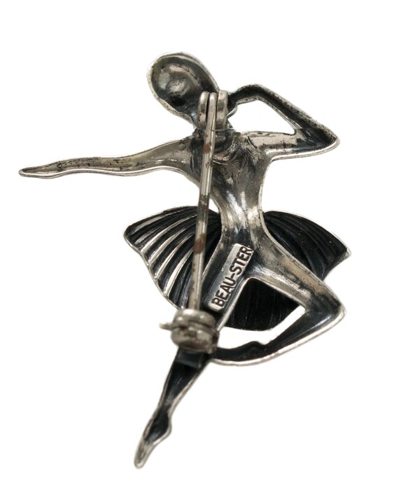 Circa 1947 Beau Sterling Silver Ballerina Brooch … - image 3