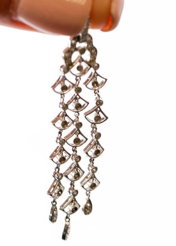 Circa 1990s 14k White Gold & Diamond Pendant, VJ … - image 2