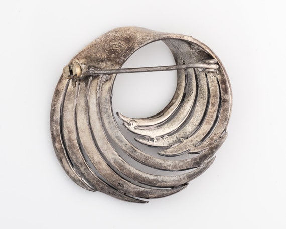 Vintage Sterling Silver & Marcasite Swirled Brooc… - image 2