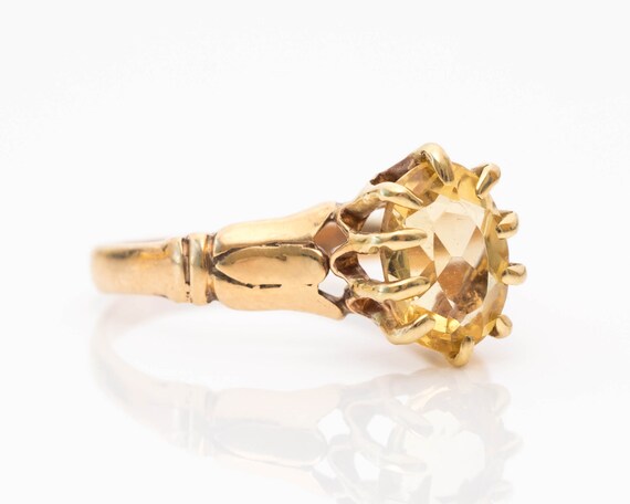 Antique Circa 1890s Victorian Yellow Topaz 9k Gol… - image 2