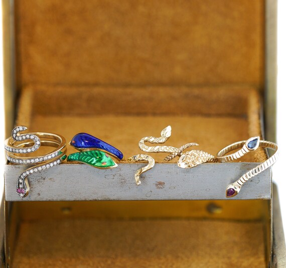 Vintage 14K Yellow Gold Two Headed Serpent Ring: … - image 7