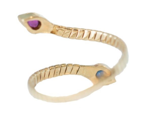 Vintage 14K Yellow Gold Two Headed Serpent Ring: … - image 4