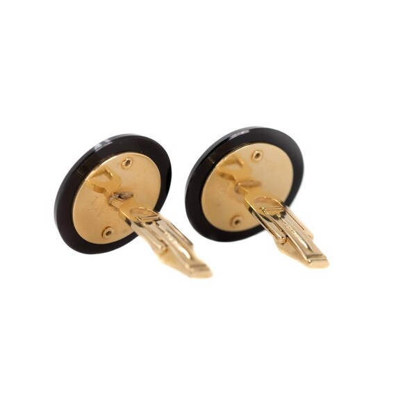 Circa 1940s Onyx, Diamond and 14k Gold Cufflinks,… - image 5