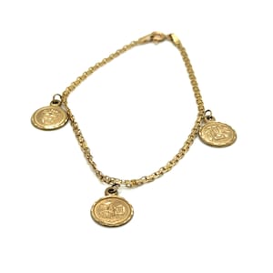 Circa 1990er Jahre Armband mit chinesischen Schriftzeichen aus 10 Karat Gold, FD#808A-ATL