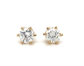 Circa 2000s 0.67 Carat Total Round Diamond Stud Earrings in 14 Karat Gold, FD#1778A