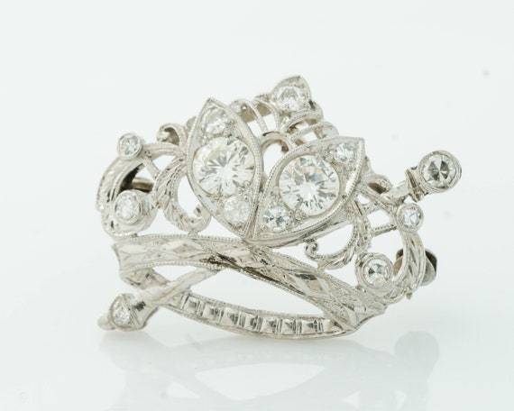 Circa 1930s 14k White Gold, Platinum & Diamond Cr… - image 1