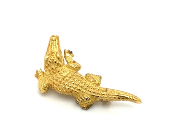 Circa 1960s Retro Alligator Brooch in 18 Karat Gold, FD#1848A-ATL