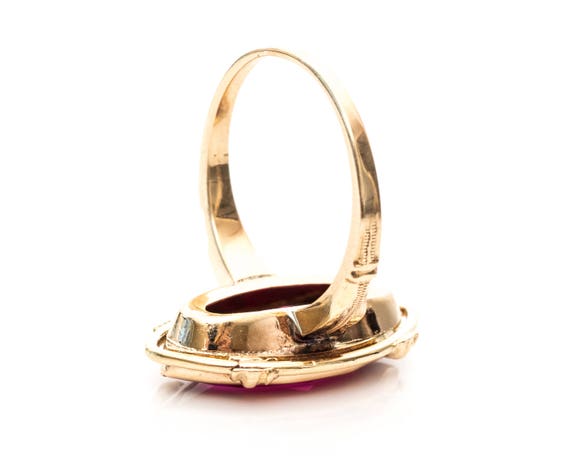 1960s Simulated Ruby & 10k Yellow Gold Ring, VJ #… - image 4