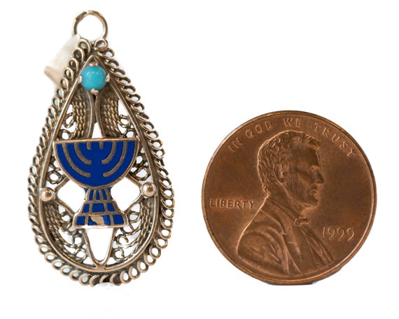 Circa 1940s Menorah Pendant, 14 karat Yellow Gold… - image 6